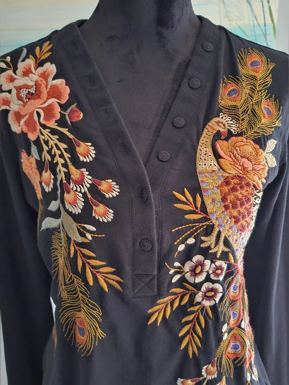 Johnny Was Embroidered Long Sleeve Tee - Picture 6 of 10